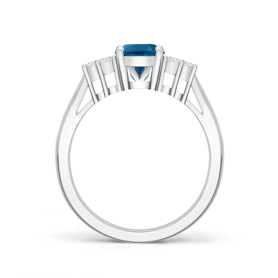 8x6mm AAAA Oval London Blue Topaz Cocktail Ring with Trio Diamonds in P950 Platinum product image
