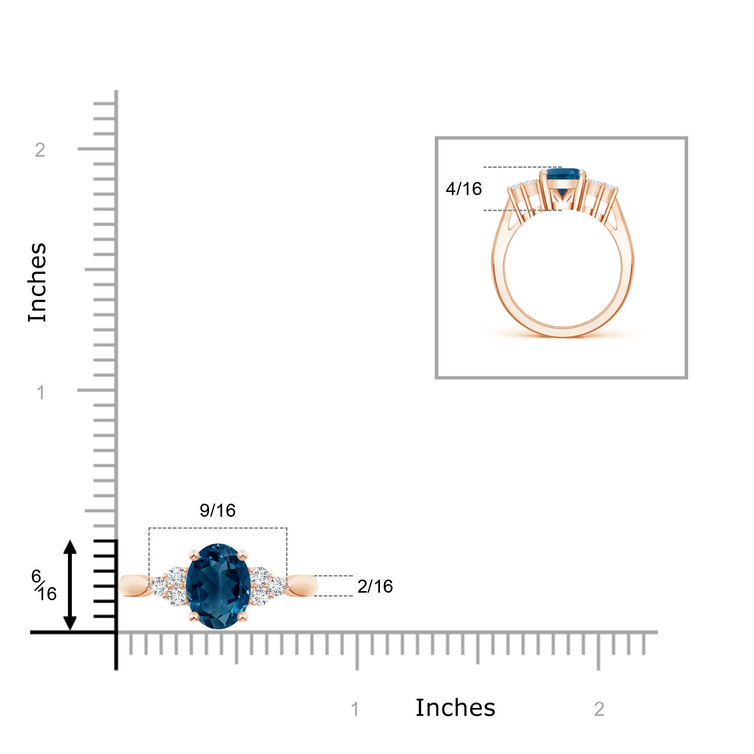 AAAA - London Blue Topaz / 2.46 CT / 14 KT Rose Gold