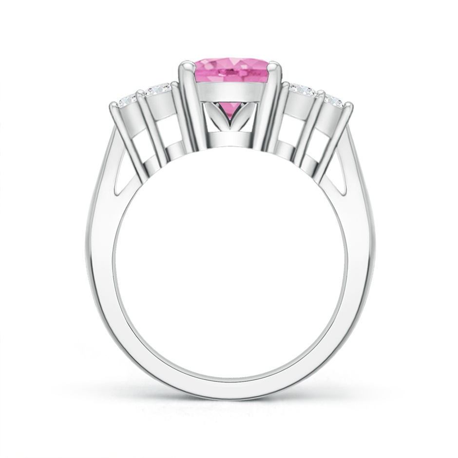 10x8mm A Oval Pink Sapphire Cocktail Ring With Trio Diamond Accents in White Gold side 199