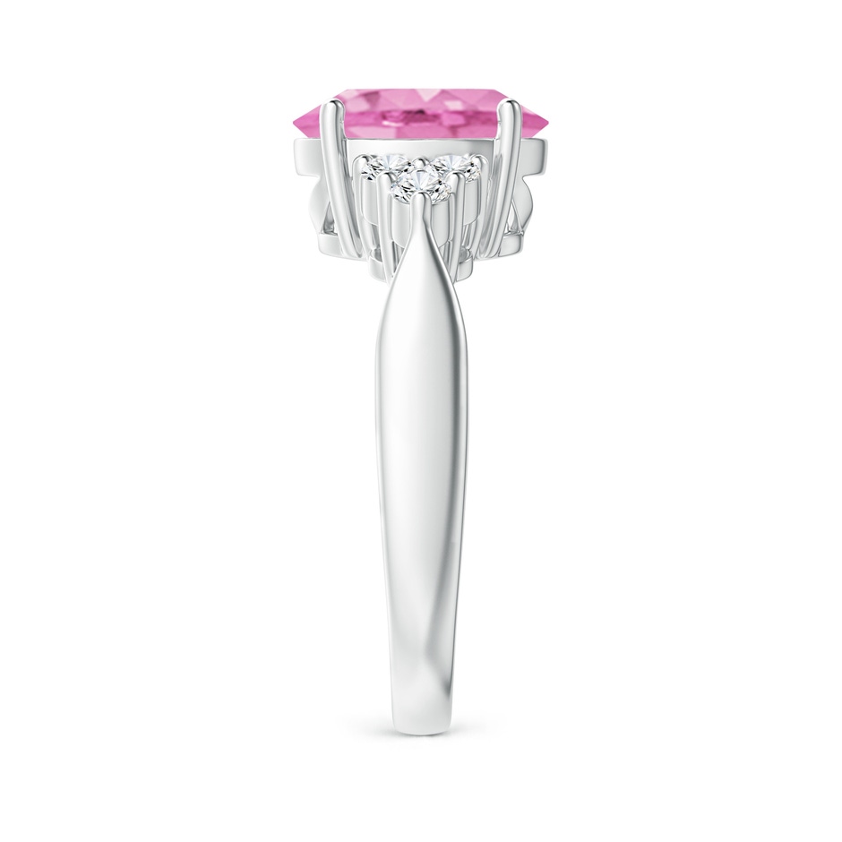 10x8mm A Oval Pink Sapphire Cocktail Ring With Trio Diamond Accents in White Gold side 299