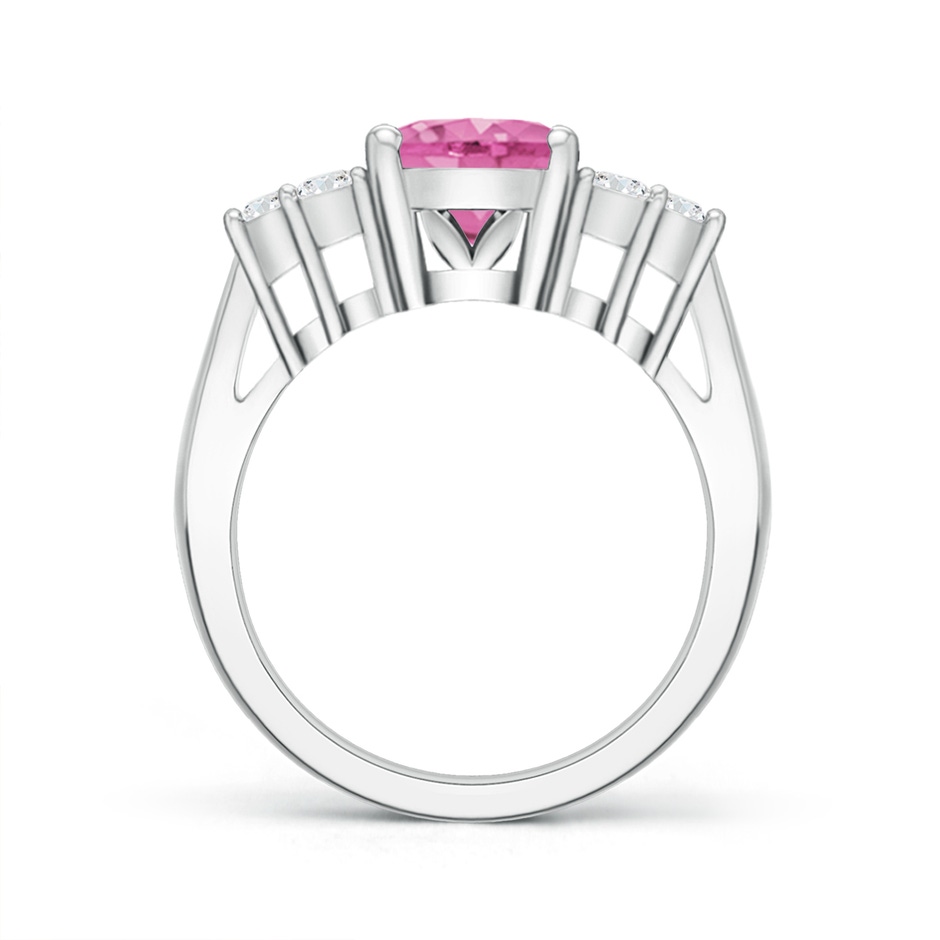 10x8mm AA Oval Pink Sapphire Cocktail Ring With Trio Diamond Accents in White Gold side 199