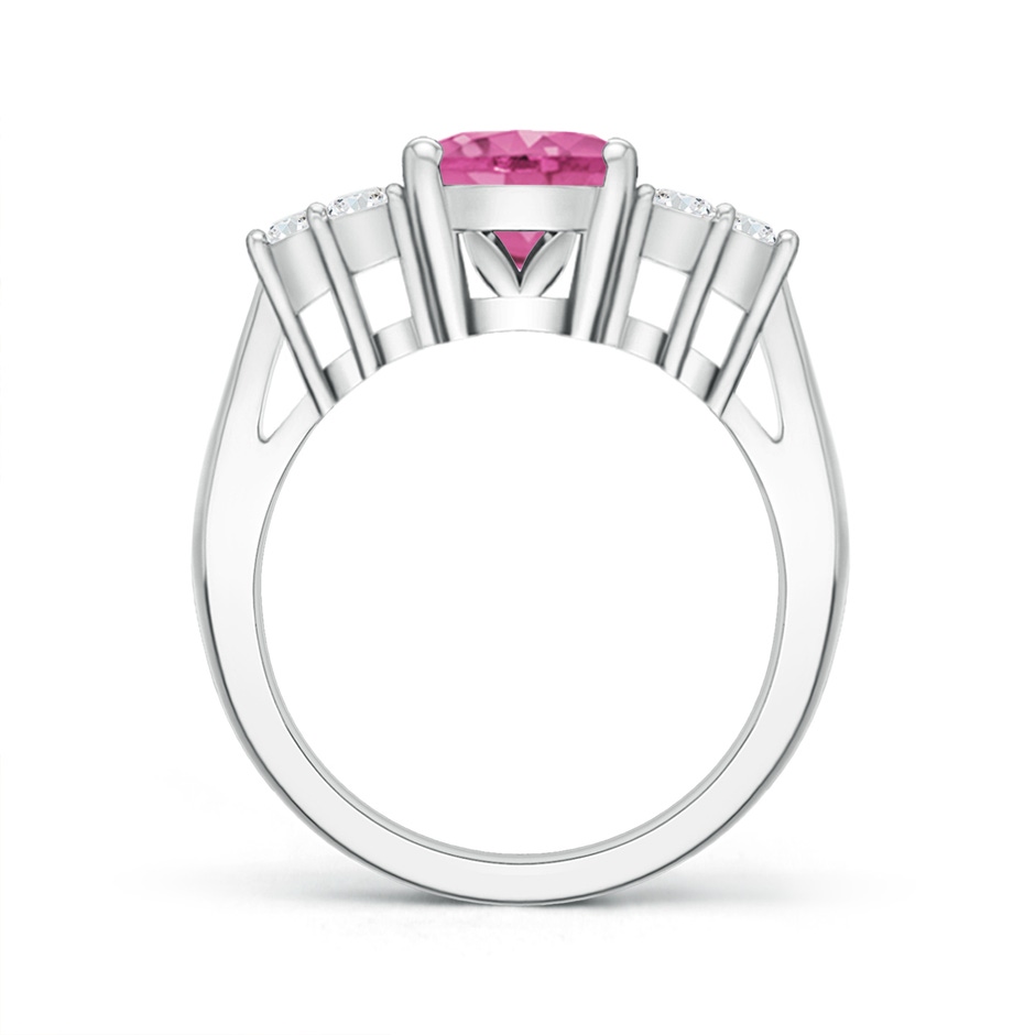 10x8mm AAA Oval Pink Sapphire Cocktail Ring With Trio Diamond Accents in P950 Platinum side 199