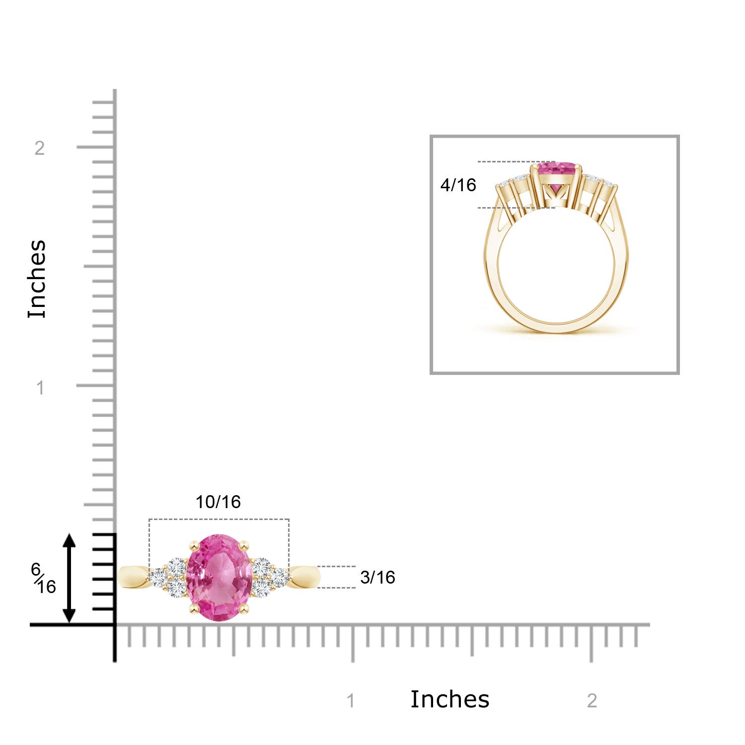 AAA - Pink Sapphire / 3.26 CT / 14 KT Yellow Gold