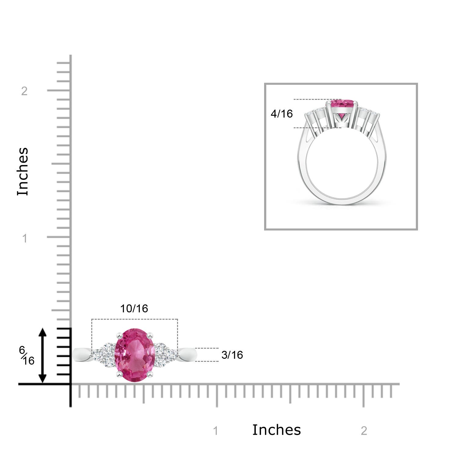 AAAA - Pink Sapphire / 3.26 CT / 14 KT White Gold