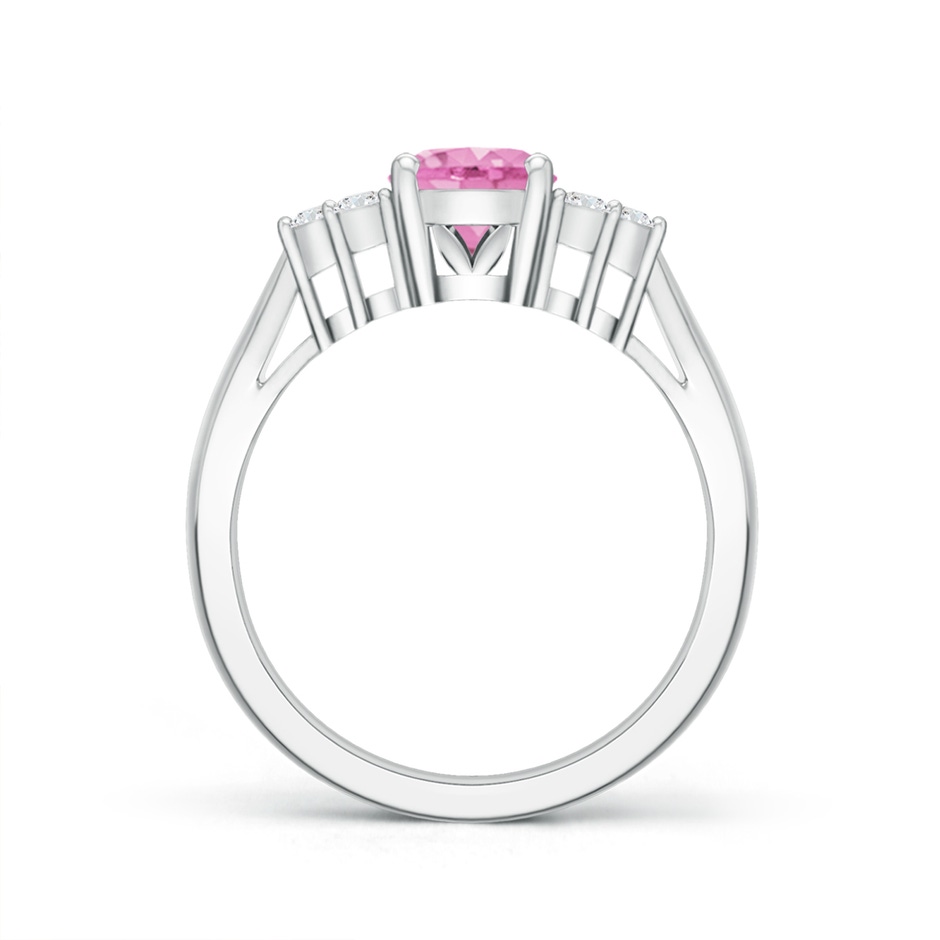 8x6mm A Oval Pink Sapphire Cocktail Ring With Trio Diamond Accents in P950 Platinum side 199