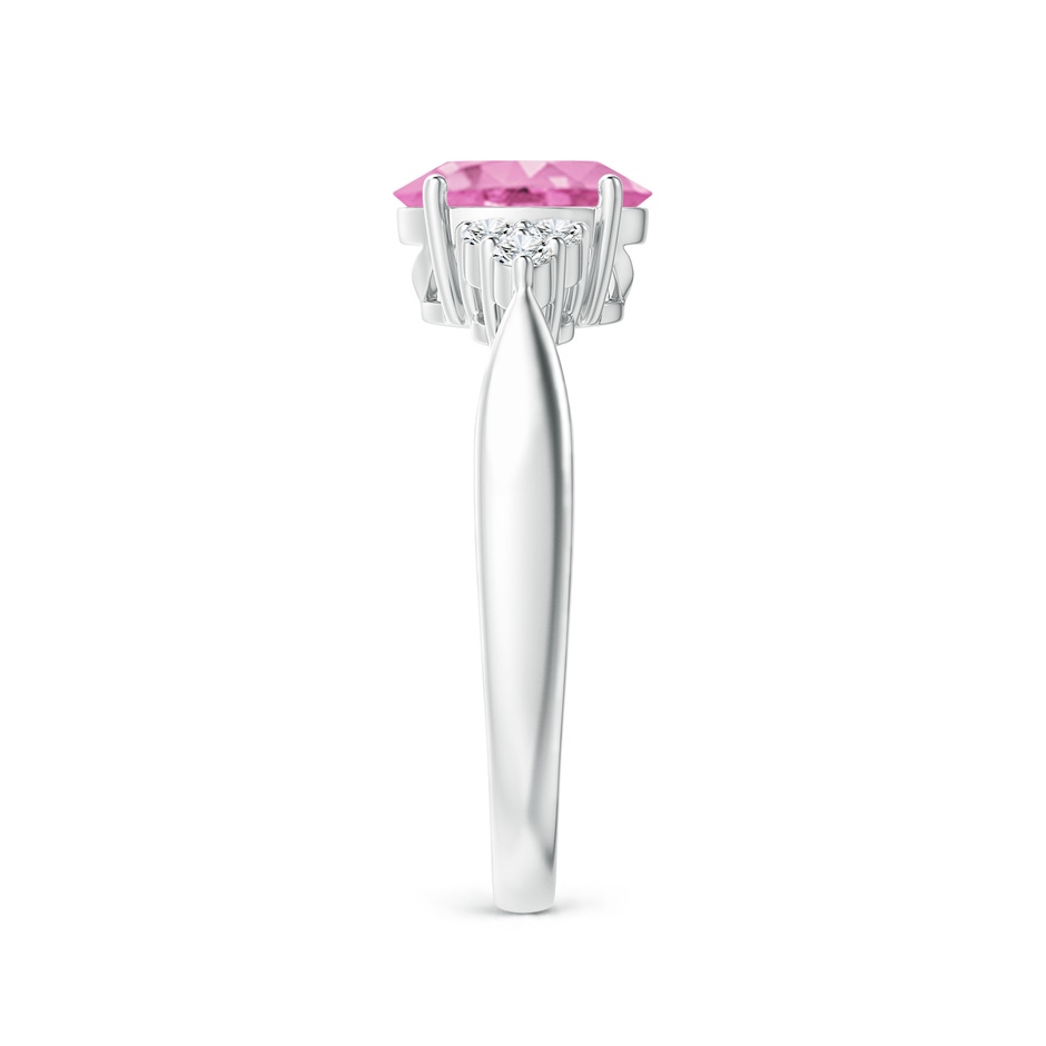 8x6mm A Oval Pink Sapphire Cocktail Ring With Trio Diamond Accents in P950 Platinum side 299