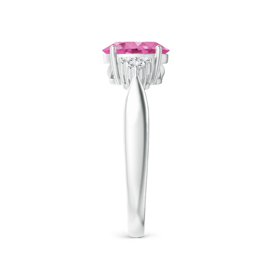 8x6mm AA Oval Pink Sapphire Cocktail Ring With Trio Diamond Accents in White Gold side 299