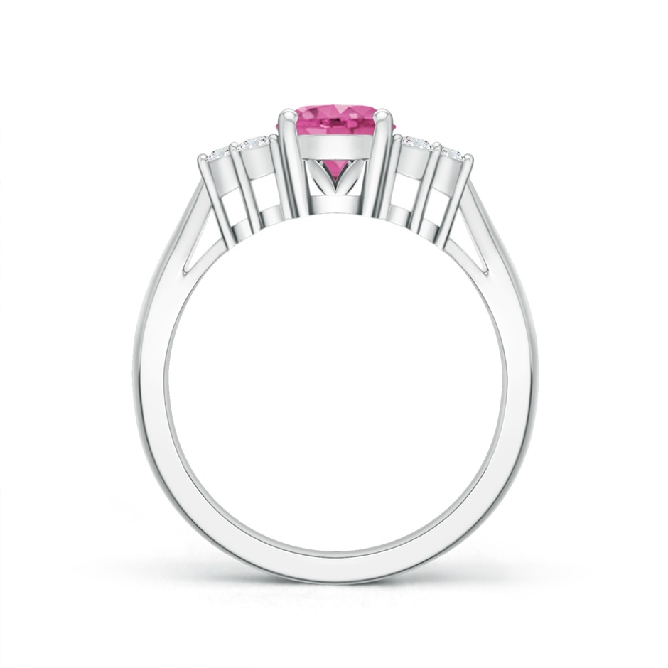8x6mm AAA Oval Pink Sapphire Cocktail Ring With Trio Diamond Accents in P950 Platinum side 199