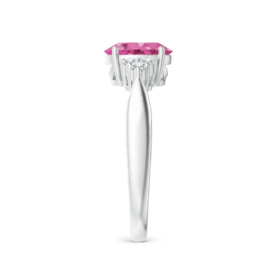 8x6mm AAA Oval Pink Sapphire Cocktail Ring With Trio Diamond Accents in P950 Platinum side 299