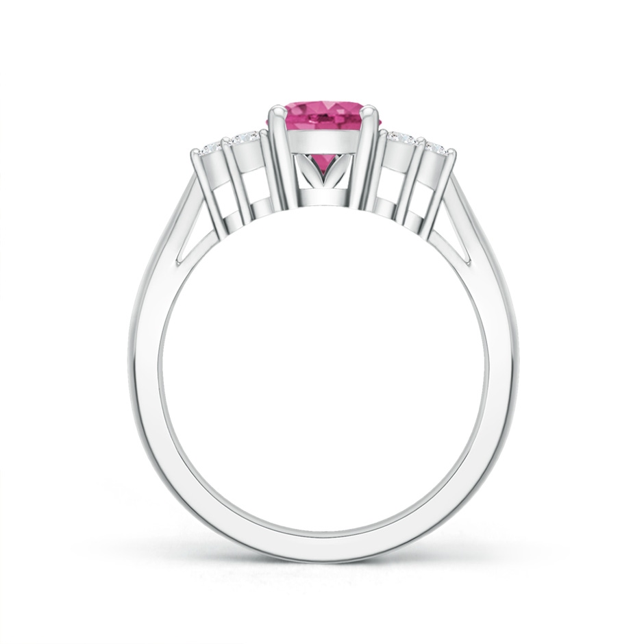 8x6mm AAAA Oval Pink Sapphire Cocktail Ring With Trio Diamond Accents in P950 Platinum side 199
