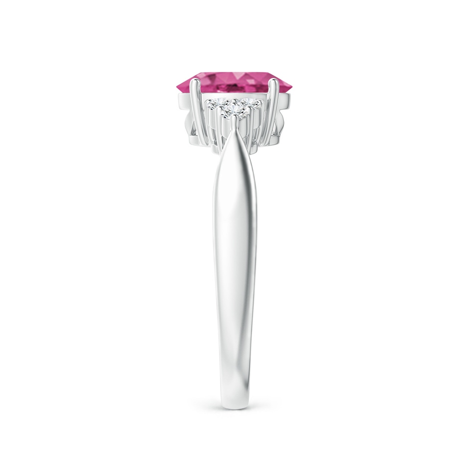 8x6mm AAAA Oval Pink Sapphire Cocktail Ring With Trio Diamond Accents in P950 Platinum side 299