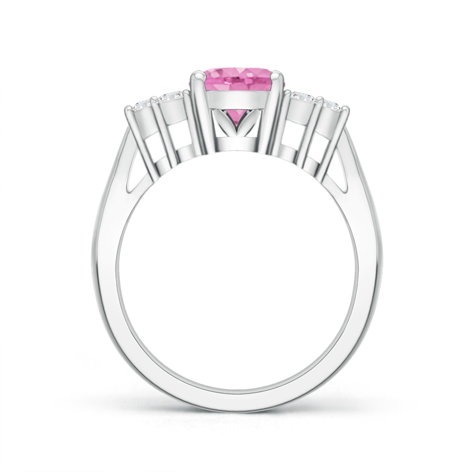 9x7mm A Oval Pink Sapphire Cocktail Ring With Trio Diamond Accents in P950 Platinum side 199