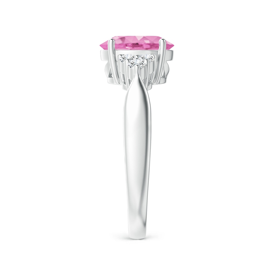 9x7mm A Oval Pink Sapphire Cocktail Ring With Trio Diamond Accents in P950 Platinum side 299