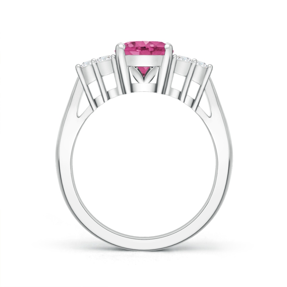 9x7mm AAAA Oval Pink Sapphire Cocktail Ring With Trio Diamond Accents in P950 Platinum side 199