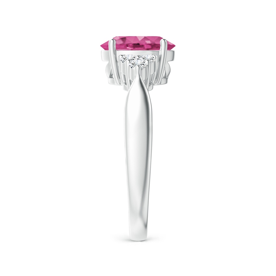 9x7mm AAAA Oval Pink Sapphire Cocktail Ring With Trio Diamond Accents in White Gold side 299