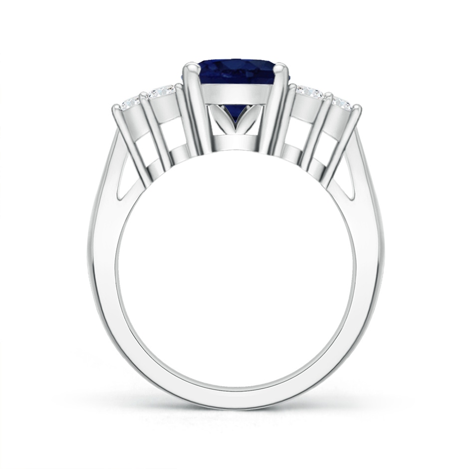 10x8mm A Oval Blue Sapphire Cocktail Ring With Trio Diamond Accents in White Gold side 199
