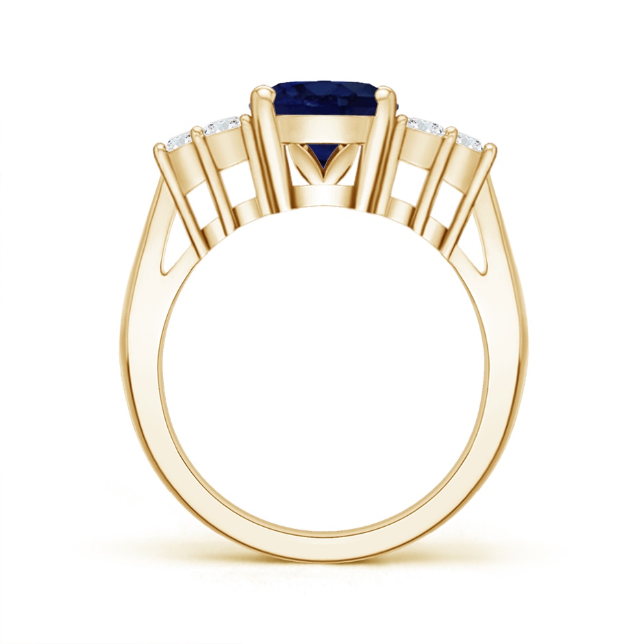 10x8mm A Oval Blue Sapphire Cocktail Ring With Trio Diamond Accents in Yellow Gold side 199