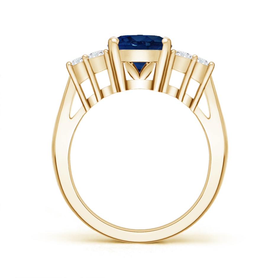 10x8mm AA Oval Blue Sapphire Cocktail Ring With Trio Diamond Accents in Yellow Gold side 199