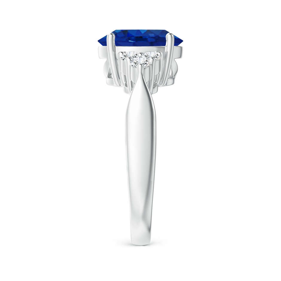 10x8mm AAA Oval Blue Sapphire Cocktail Ring With Trio Diamond Accents in P950 Platinum side 299