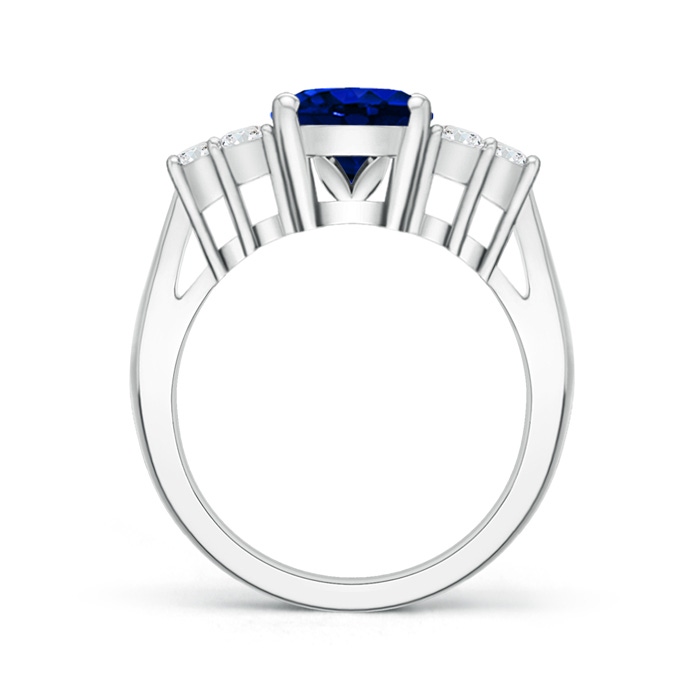 10x8mm AAAA Oval Blue Sapphire Cocktail Ring With Trio Diamond Accents in P950 Platinum Side-1