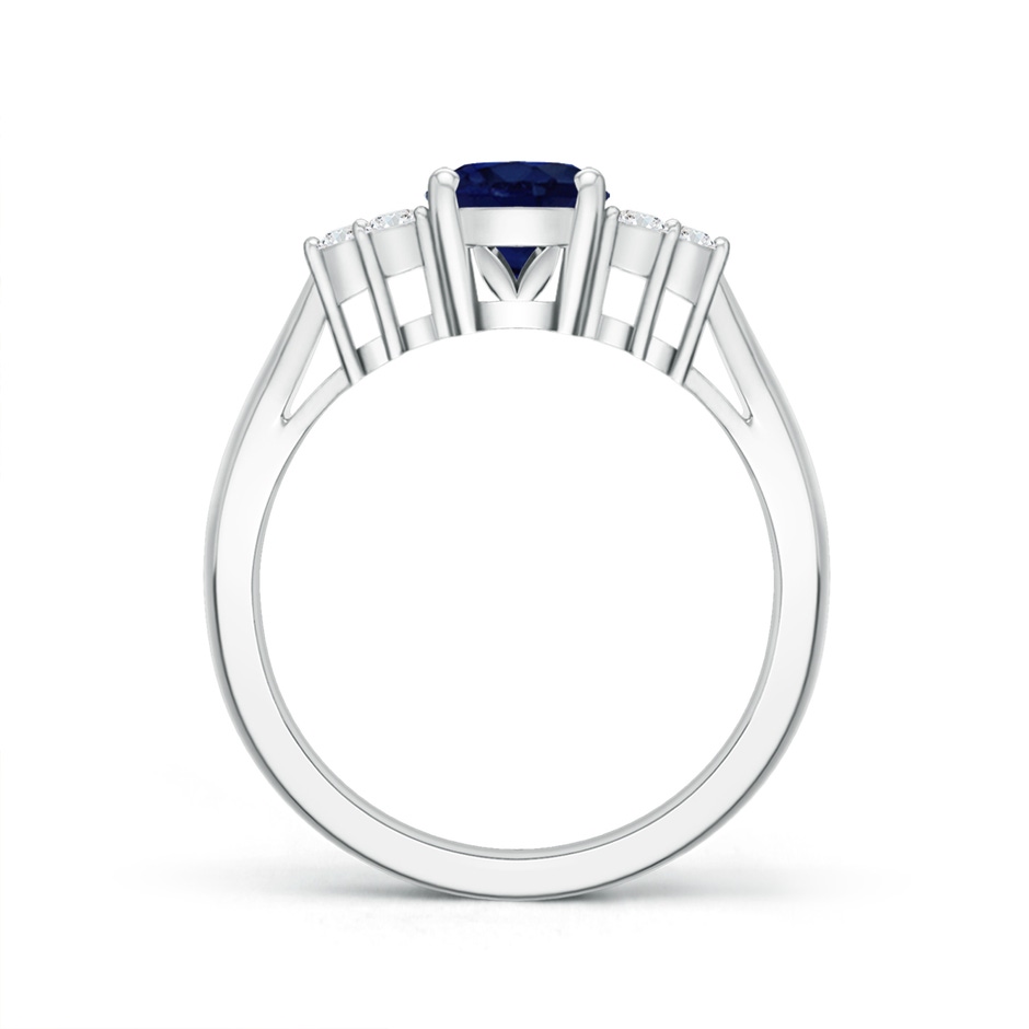 8x6mm A Oval Blue Sapphire Cocktail Ring With Trio Diamond Accents in P950 Platinum side 199