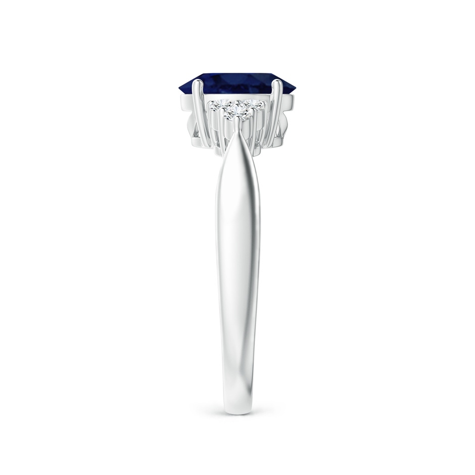 8x6mm A Oval Blue Sapphire Cocktail Ring With Trio Diamond Accents in P950 Platinum side 299