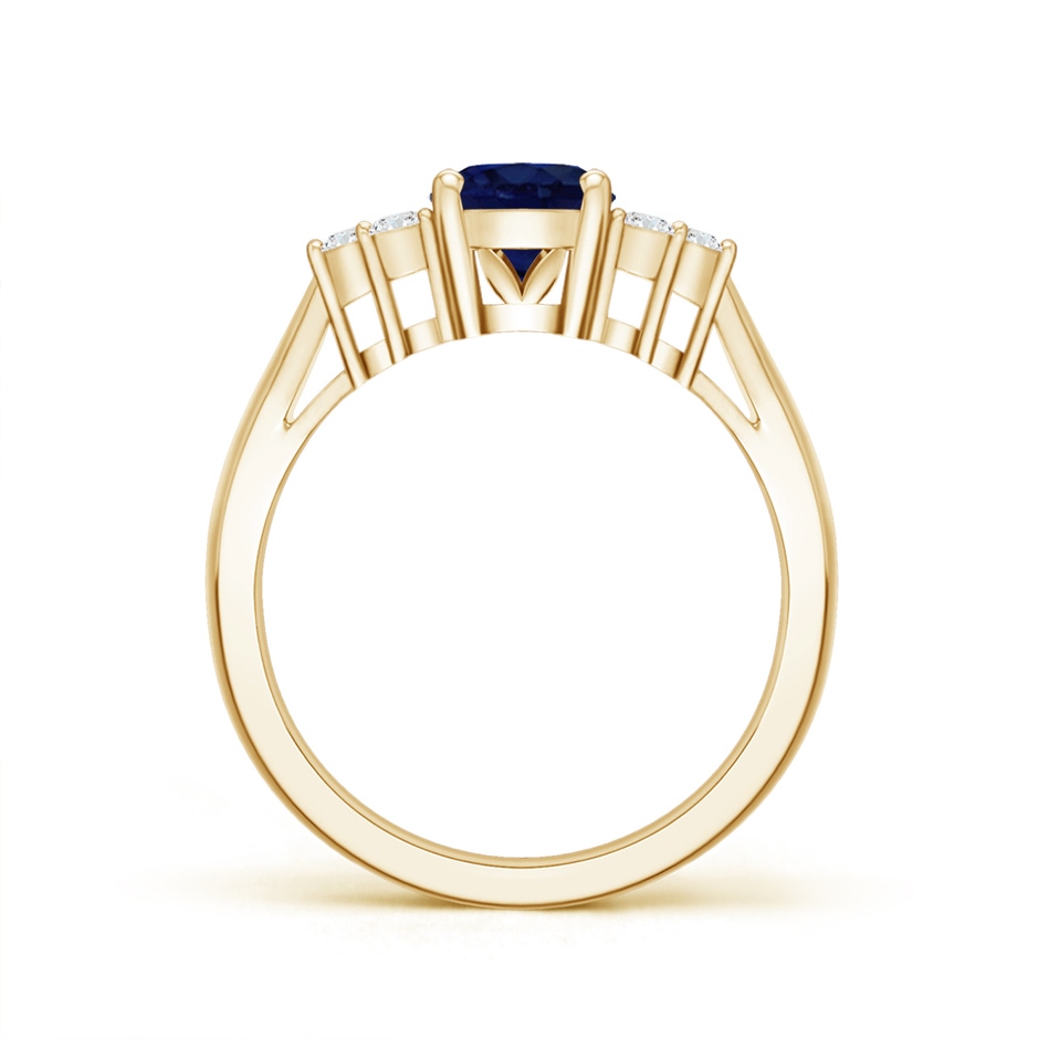 8x6mm A Oval Blue Sapphire Cocktail Ring With Trio Diamond Accents in Yellow Gold side 199