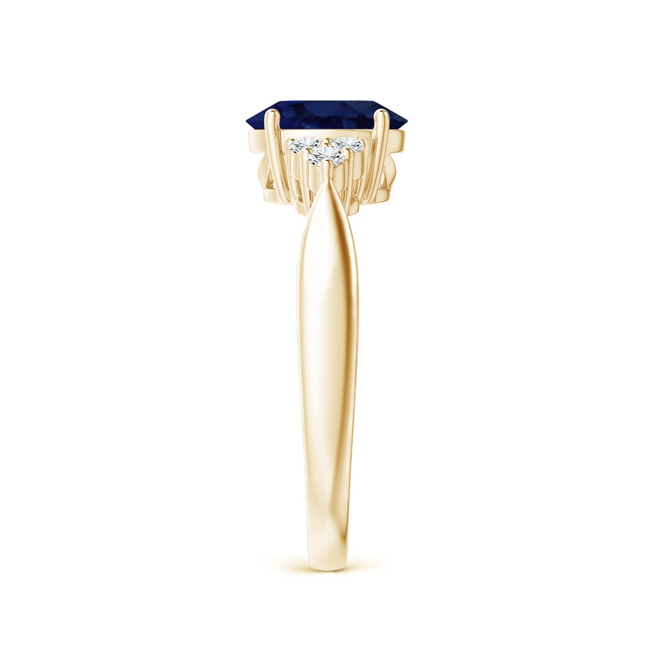 8x6mm A Oval Blue Sapphire Cocktail Ring With Trio Diamond Accents in Yellow Gold side 299