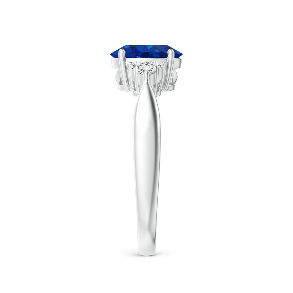 8x6mm AAA Oval Blue Sapphire Cocktail Ring With Trio Diamond Accents in P950 Platinum side 299