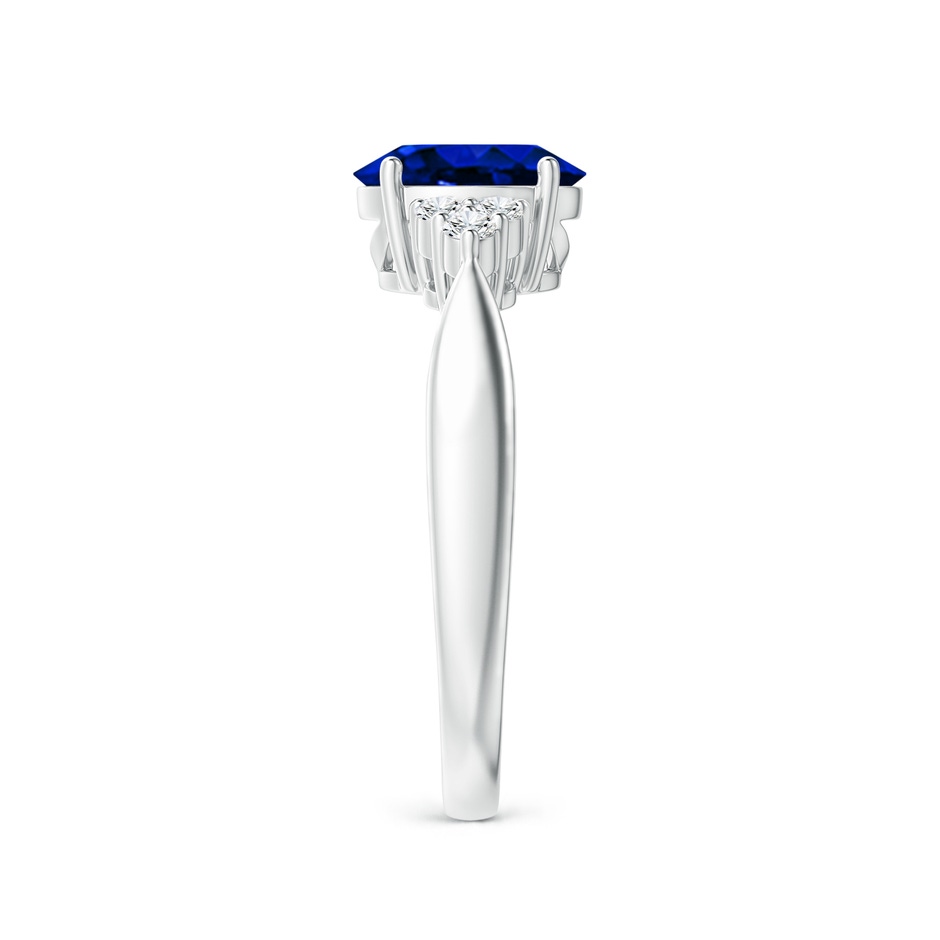 8x6mm AAAA Oval Blue Sapphire Cocktail Ring With Trio Diamond Accents in P950 Platinum side 299