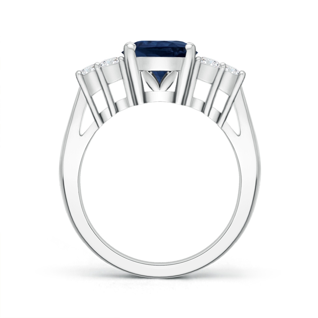 14.43x11.51x5.78mm AA GIA Certified Oval Blue Sapphire Ring with Trio Diamonds in 18K White Gold Side-1