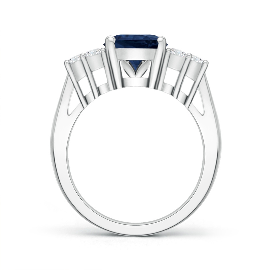 14.43x11.51x5.78mm AA GIA Certified Oval Blue Sapphire Ring with Trio Diamonds in 18K White Gold side-1