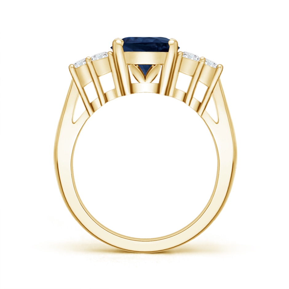 14.43x11.51x5.78mm AA GIA Certified Oval Blue Sapphire Ring with Trio Diamonds in 18K Yellow Gold side-1