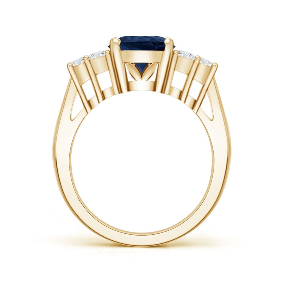 14.43x11.51x5.78mm AA GIA Certified Oval Blue Sapphire Ring with Trio Diamonds in Yellow Gold side-1