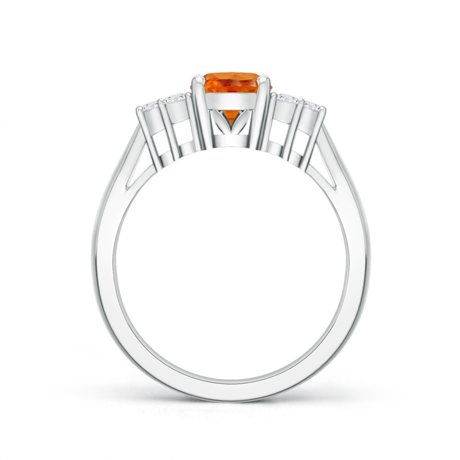 8x6mm AAA Oval Spessartite Cocktail Ring With Trio Diamond Accents in White Gold side-1