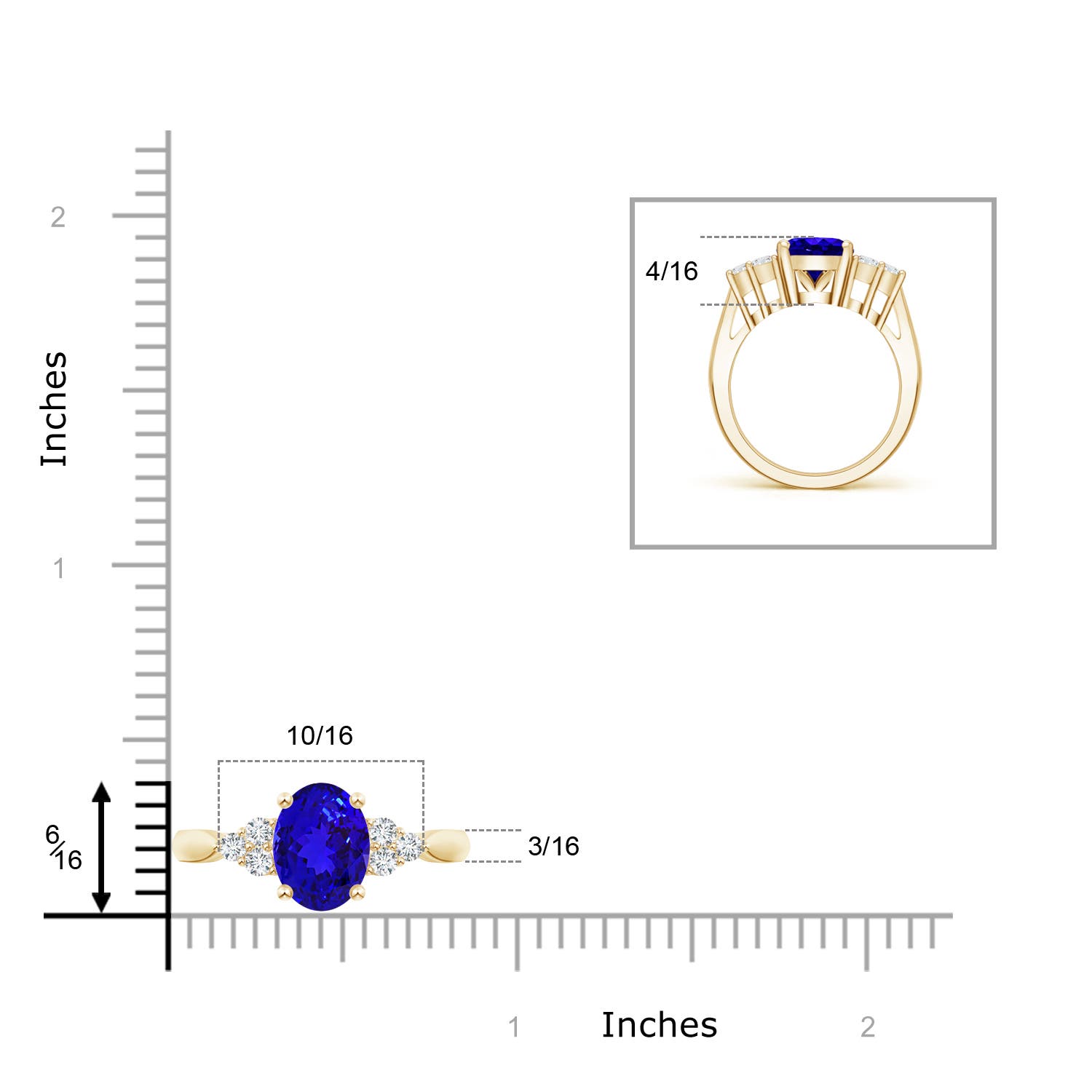 AAAA - Tanzanite / 3.16 CT / 14 KT Yellow Gold