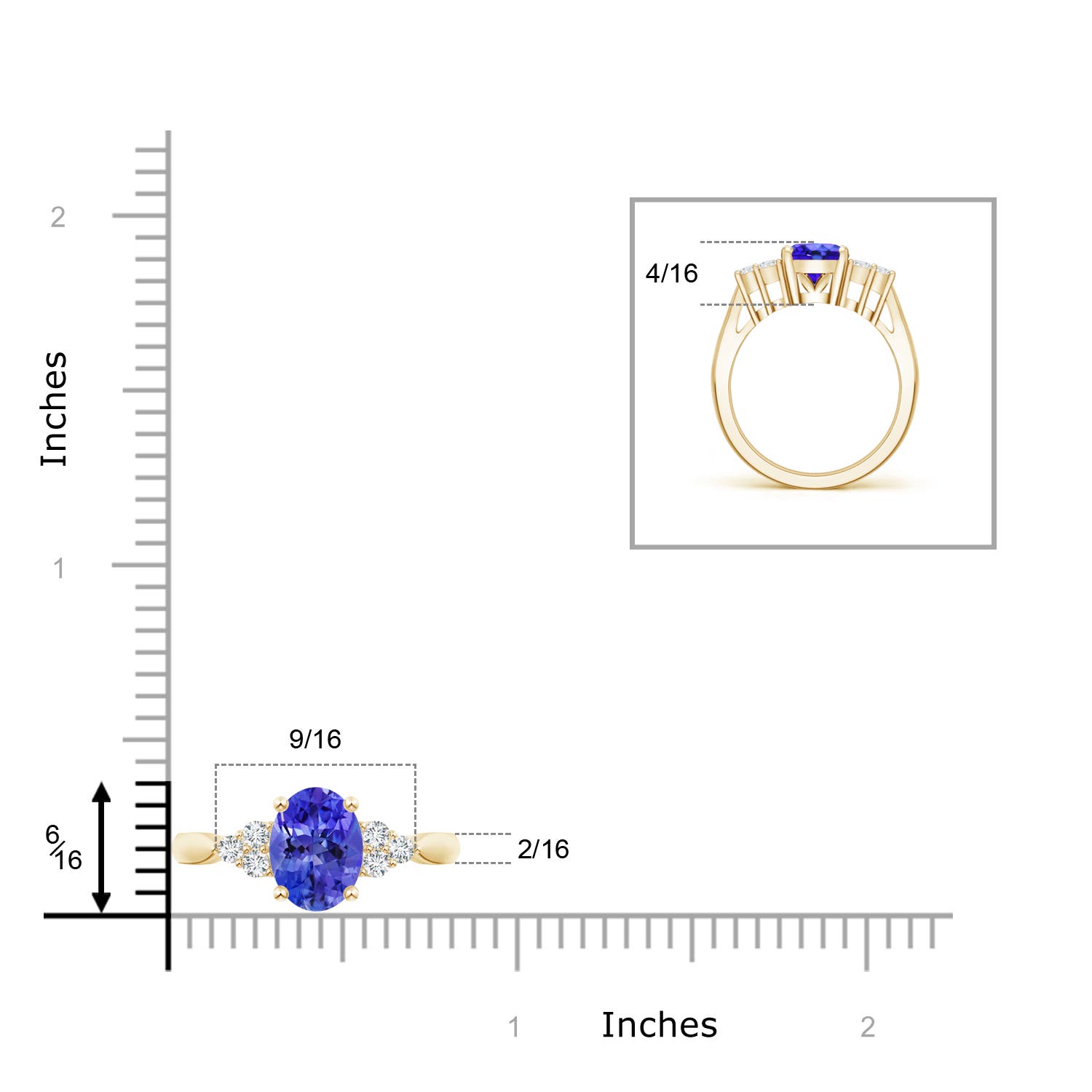 AAA - Tanzanite / 2.11 CT / 14 KT Yellow Gold