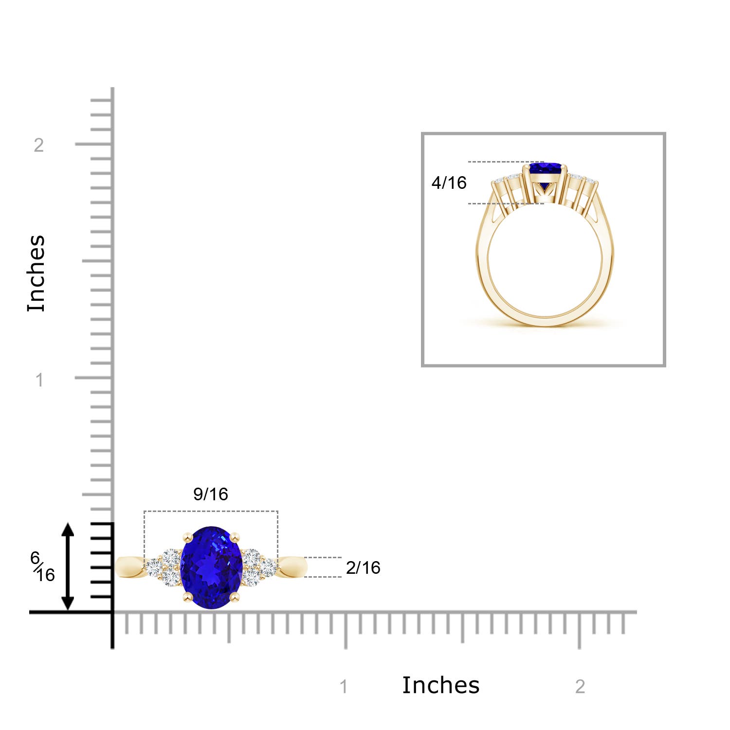 AAAA - Tanzanite / 2.11 CT / 14 KT Yellow Gold