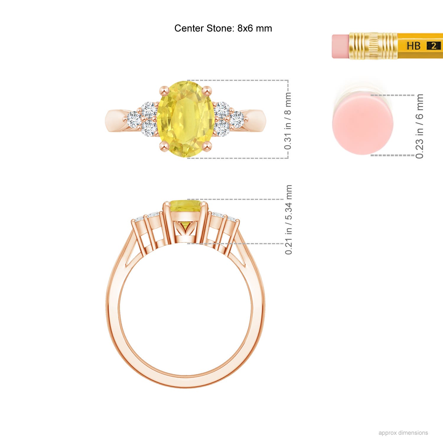 A - Yellow Sapphire / 1.65 CT / 14 KT Rose Gold