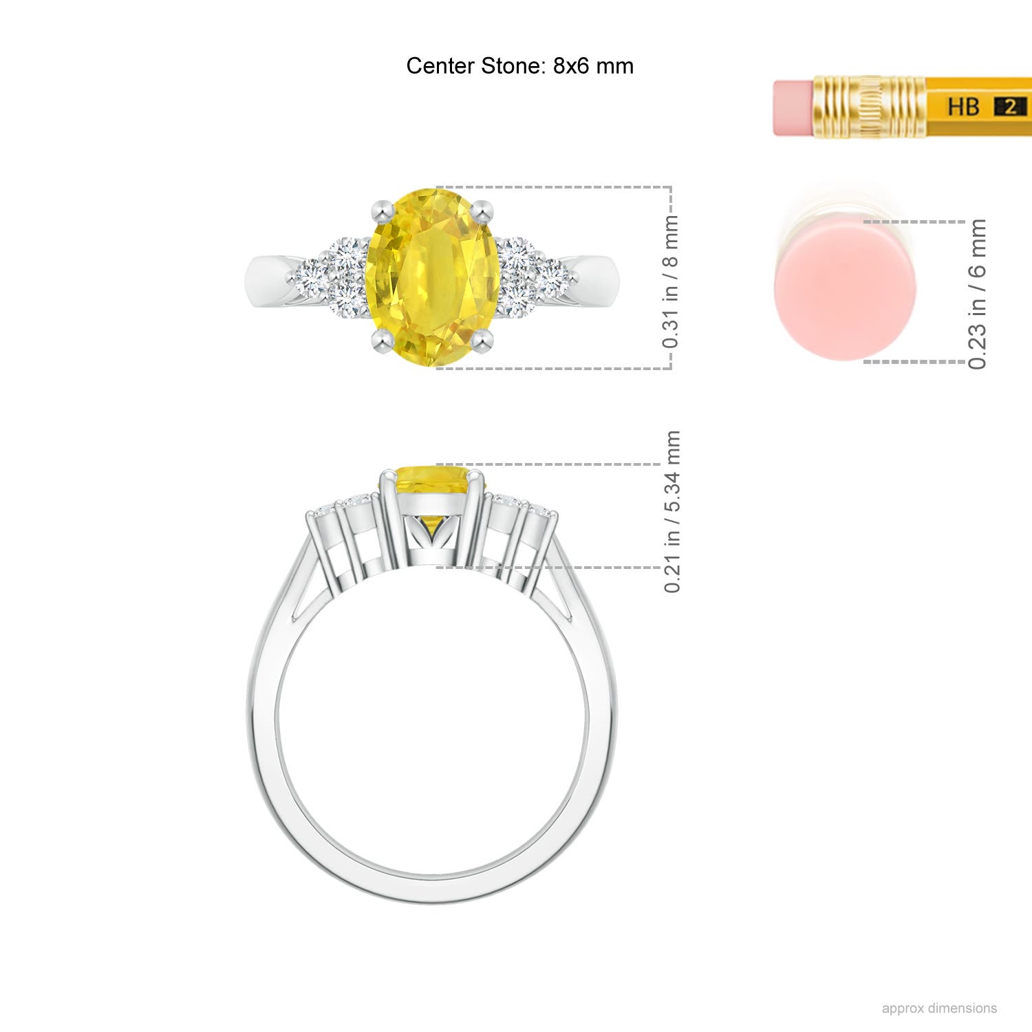 AA - Yellow Sapphire / 1.65 CT / 14 KT White Gold