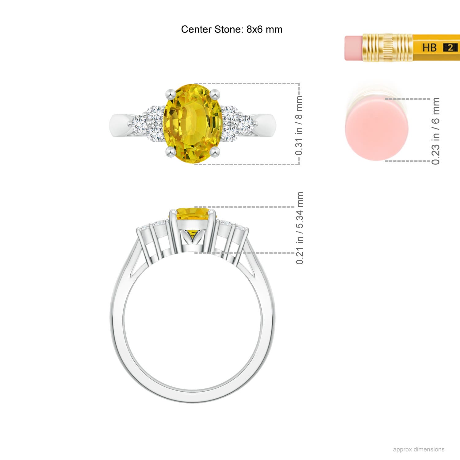 AAAA - Yellow Sapphire / 1.65 CT / 14 KT White Gold