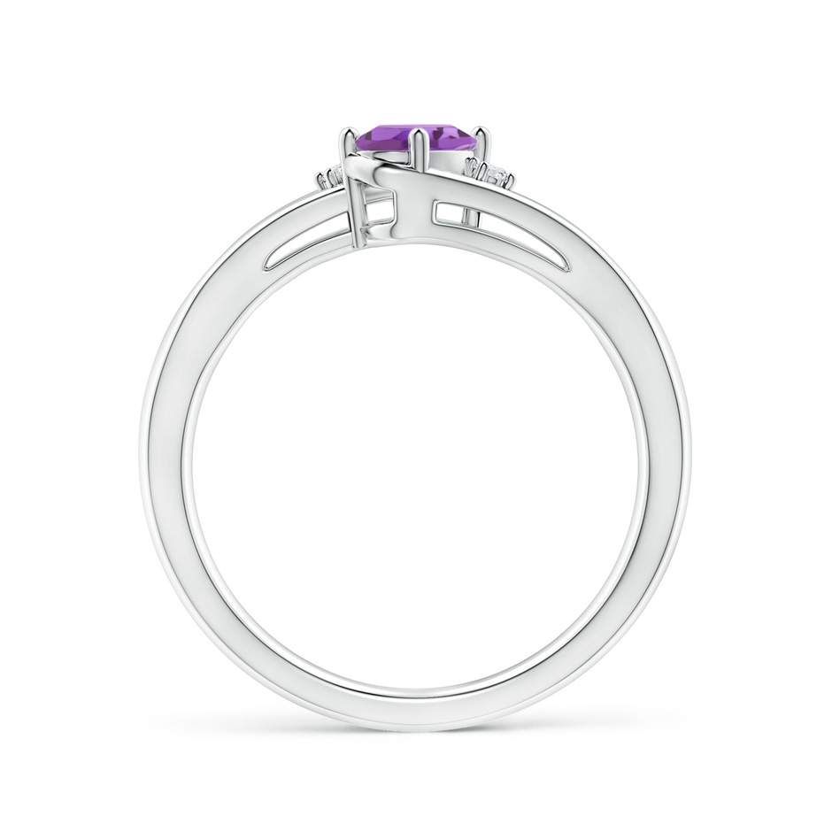 6x4mm A Amethyst and Diamond Split Shank Ring in White Gold side-1