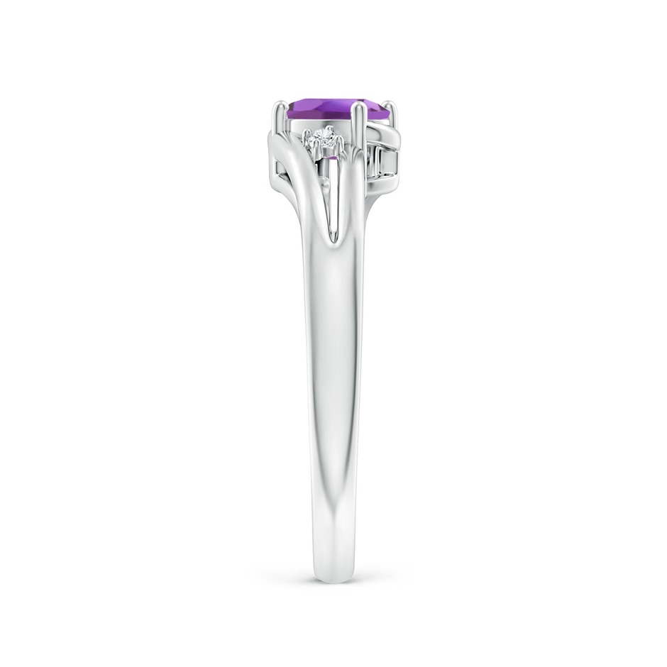 6x4mm A Amethyst and Diamond Split Shank Ring in White Gold side-2