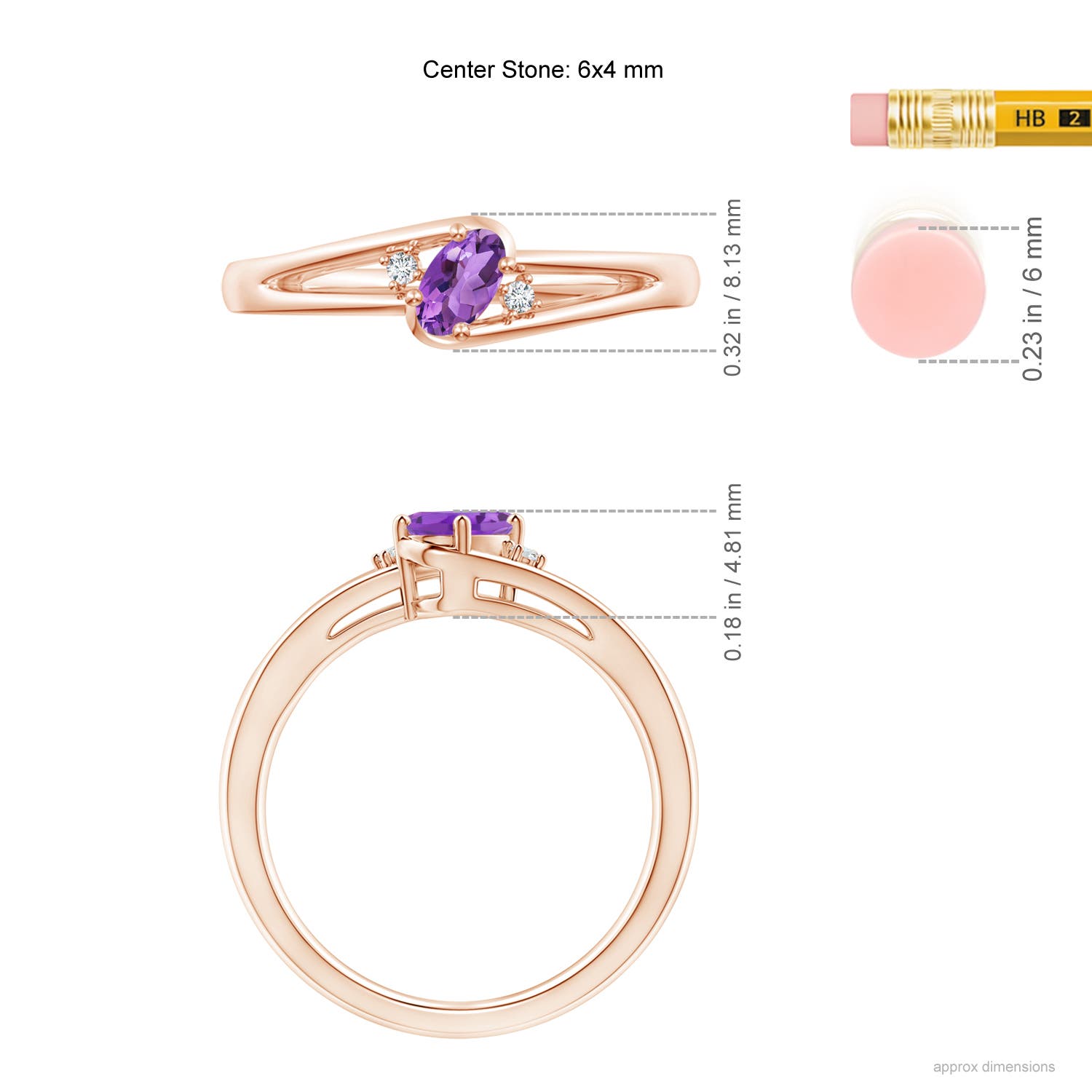 AA - Amethyst / 0.42 CT / 14 KT Rose Gold