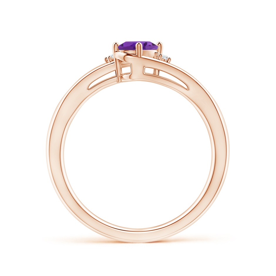 6x4mm AAA Amethyst and Diamond Split Shank Ring in Rose Gold side-1