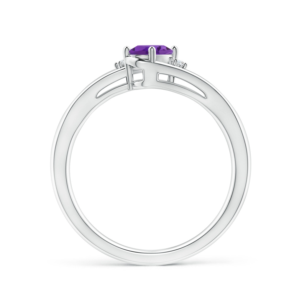 6x4mm AAA Amethyst and Diamond Split Shank Ring in White Gold - side_1