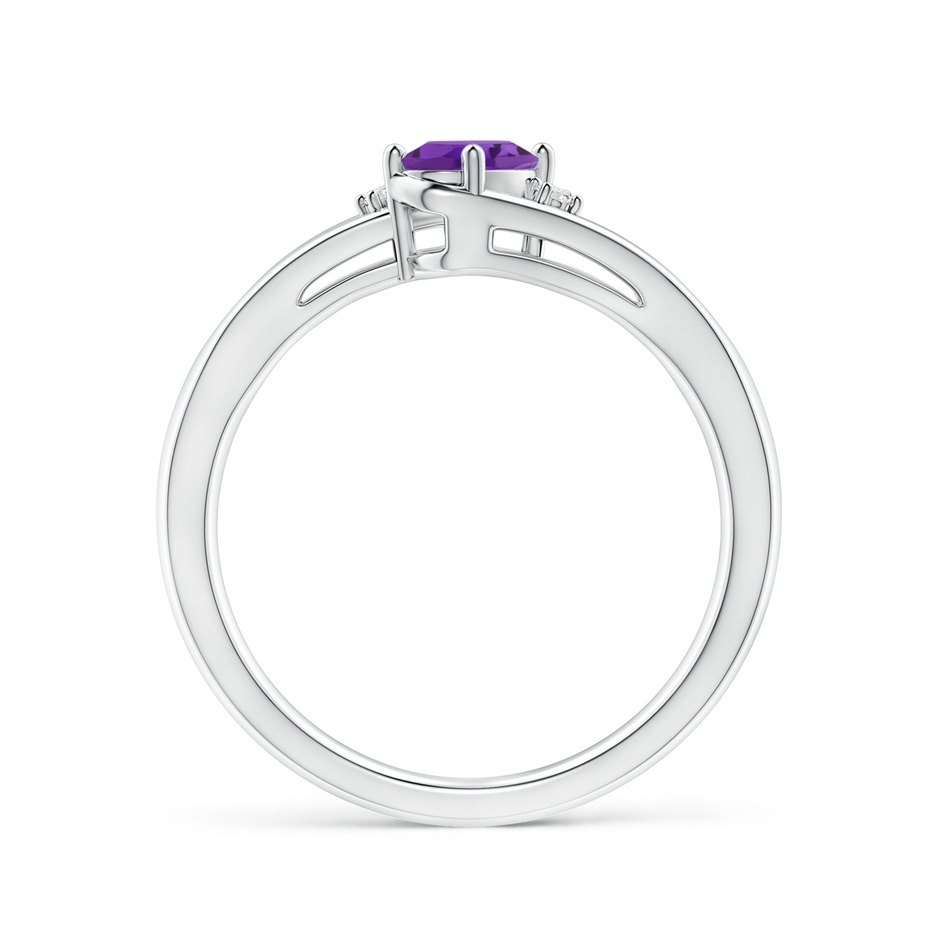 6x4mm AAA Amethyst and Diamond Split Shank Ring in White Gold side-1