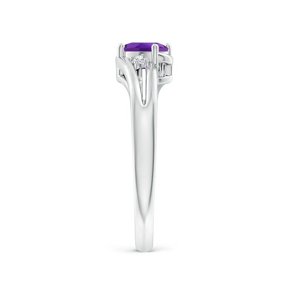 6x4mm AAA Amethyst and Diamond Split Shank Ring in White Gold side-2