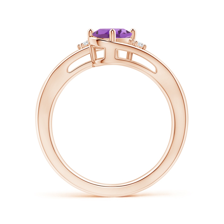 7x5mm A Amethyst and Diamond Split Shank Ring in Rose Gold side-1