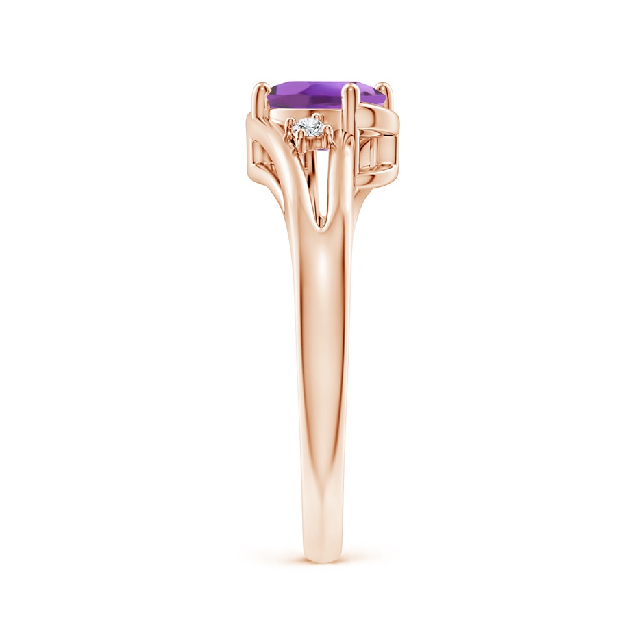 7x5mm A Amethyst and Diamond Split Shank Ring in Rose Gold side-2